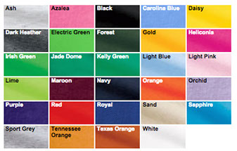 gildan g8000 color swatch custom printed t-shirts